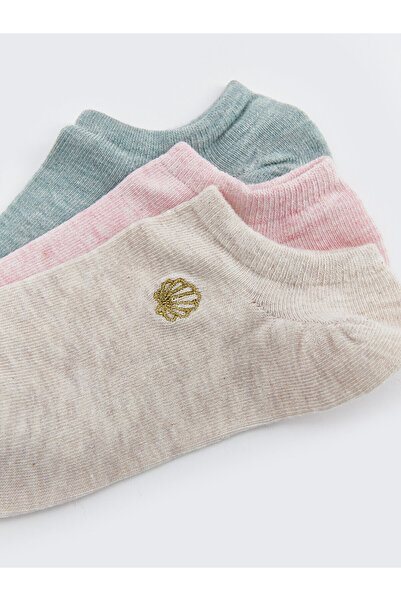 LC Waikiki LCW Embroidery Detailed Women's Booties Socks - Pack of 3