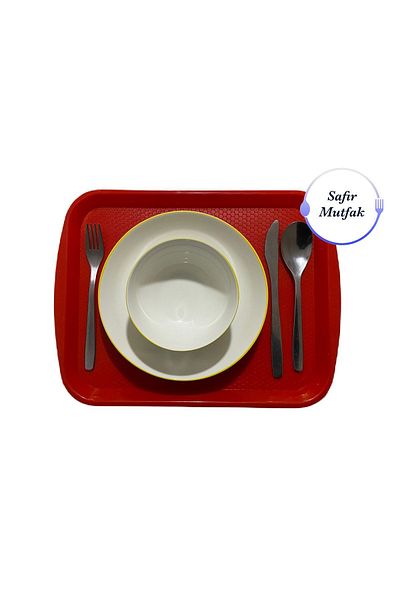 safir plastik صينية الوجبات السريعة الحمراء مقاس 27 × 35 سم، صينية تقديم، صينية تقديم (حجم متوسط)