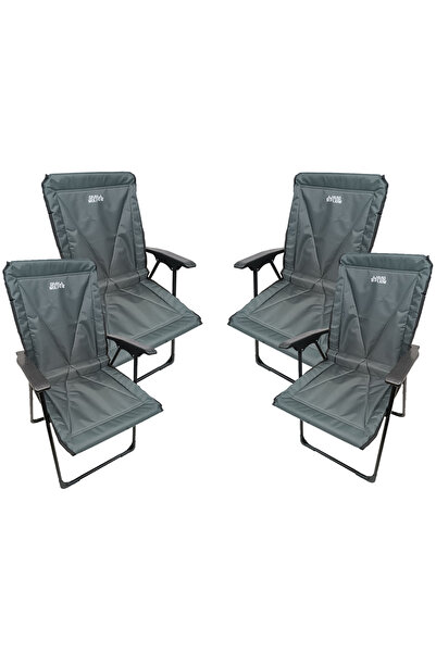 GRAY WOLF Masalı Kamp Sandalyesi Seti - Dörtlü Sağlam, Kolay Katlanır