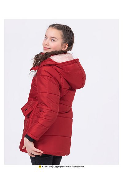 WST SPORT WEAR Girl's Inflatable Hooded Winter Coat - Fiber and Welsoft, Windproof