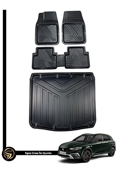 Black Gold Fiat Egea Cross 3D Zebra Oto Paspas Ve Araca Özel Kauçuk Bagaj Hav...