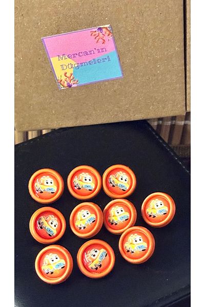 ODDA TASARIM ATÖLYESİ Truck pattern orange baby button