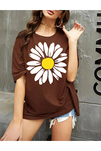 oneagılyazı Μπλουζάκι PAPATYA oversized με τύπωμα