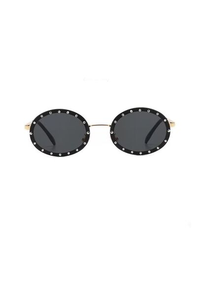 Kapin Taşlı Oval Güneş Gözlüğü - Siyah