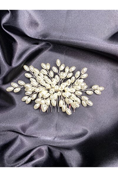 ecrin tuhafiye hobi İncili Taraklı Gelin Tacı Saç Aksesuarı