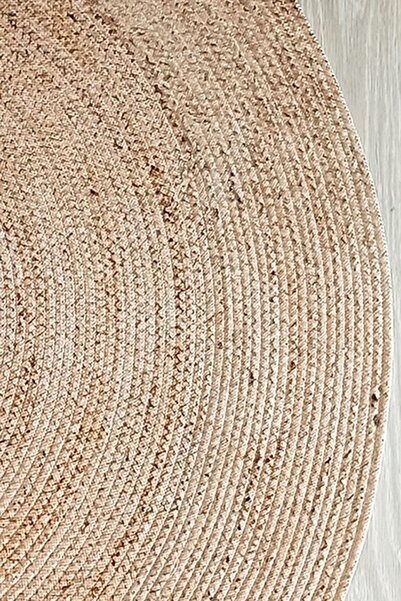 Else Halı Else Decor Bathroom Γραπτό Σχοινί Ψάθινο Ύφανση Γιούτα Στρογγυλό Μπροστινό Χαλάκι Μπάνιου 120x120cm