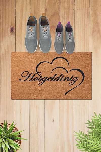 Else Dekor Heart Welcome Patterned Modern Interior and Exterior Door Mat Kps-1