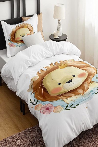 Else Dekor Patterned Lion Children's Duvet Cover Set - Single, No Sheets