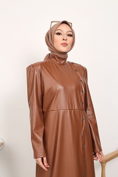 Bestenur Dide Leather Dress 441 - Tan