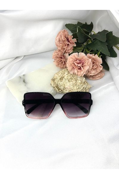 Di Caprio Rangi Rectangular Square Design Black to Pink Transition Women's Sunglasses