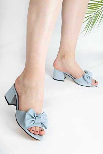 ZAPO Bebek Mavisi Cilt Fiyonk Terlik