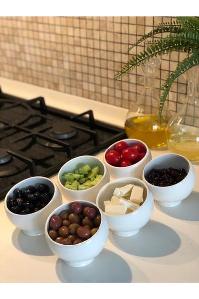 TEKBİR PORSELEN Set of 6 Asymmetrical Porcelain Bowls