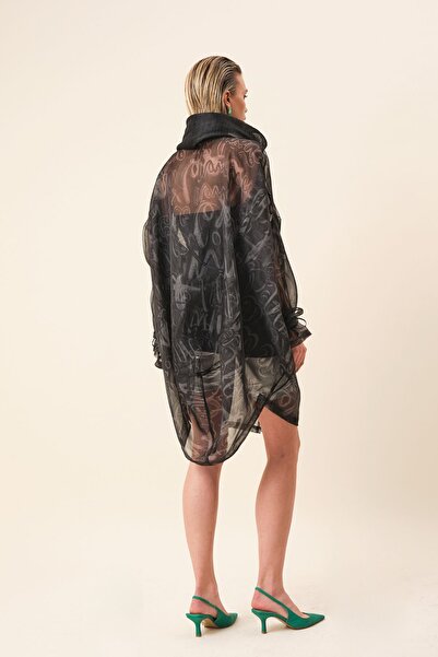 VERDA Transparent Oversize Tunic - Shawl Collar and Zipper Detail