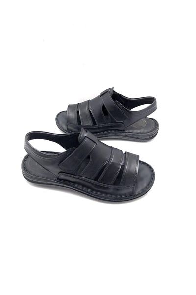 Deritarz Genuine Leather Full Orthopedic Massage Men's Sandals