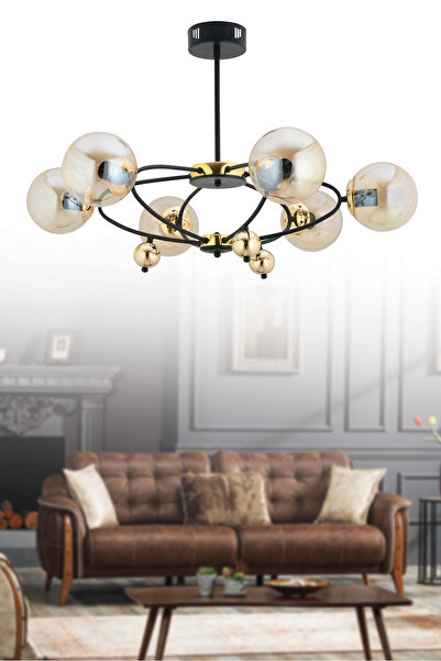 lüx aydınlatma BURCU 6LI BAL CAMLI AVİZE