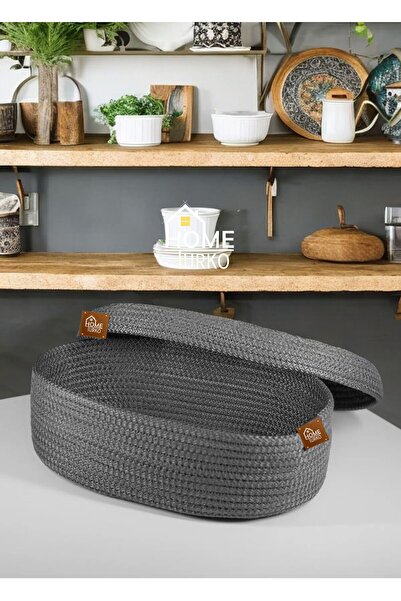 HomeTurko Kitchen Basket - Jute with Lid, Wicker, Organizer, Organizer, Decorative