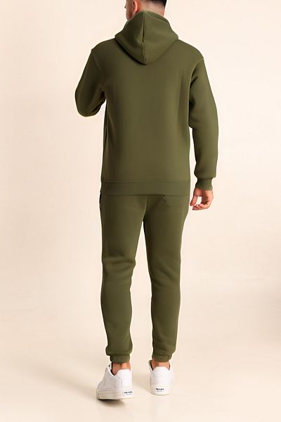 BayBayan Ανδρικό σετ αθλητικής φόρμας Jogger Khaki Green 3 Thread - Βαμβακερό