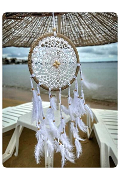 moneta boutique Inci Tanem Beyaz Renk Makrome Kuş Tüyü Kötü Düş Kovucu Mandal...