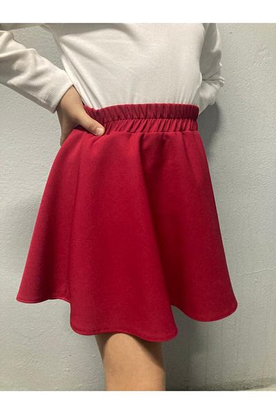 KedyKids Red Mini Shorts Skirt - Kids Double Design