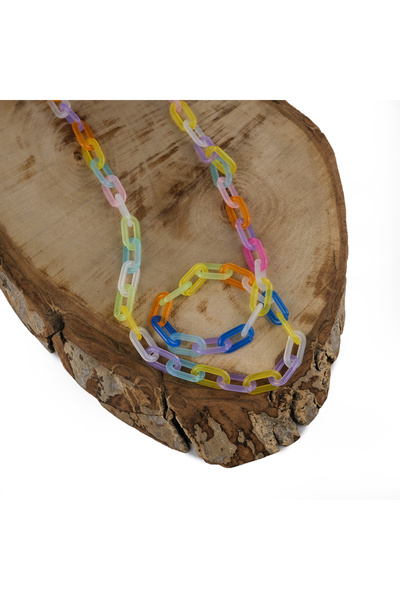 Prestij Boncuk Geantă și lanț din plastic moale colorat - Set de accesorii mixte