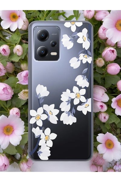 Spoyi Xiaomi Redmi Note 12 Pro 5g Art White Flowers Design Transparent Phone ...