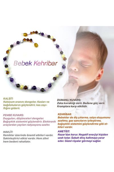 OSMANLI DOĞAL TAŞ Certified Amber-amethyst-pink Quartz-havlite-calcite-smokey Quartz-natural Stone Necklace