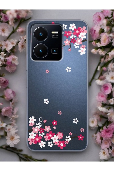 Spoyi Clear Phone Case for Vivo Y35 Art Sakura Design