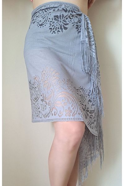 SOUL BY A&B Gray Lace Pareo Stylish Pareo Shawl Scarf