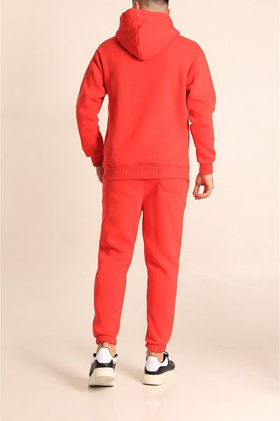 BayBayan Ανδρικό κόκκινο 3 νήματα Jogger με βαμβακερή φόρμα
