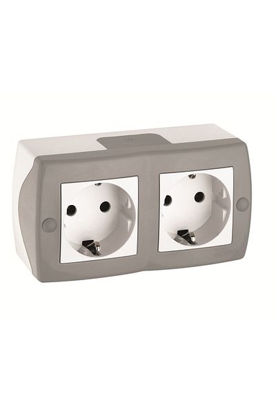 MONO Octans Series Grounded Socket - Surface Mounted Combined Gray White 104-120