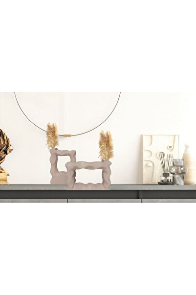 Livava Set ramă și vază din ceramică ecru - 21X15