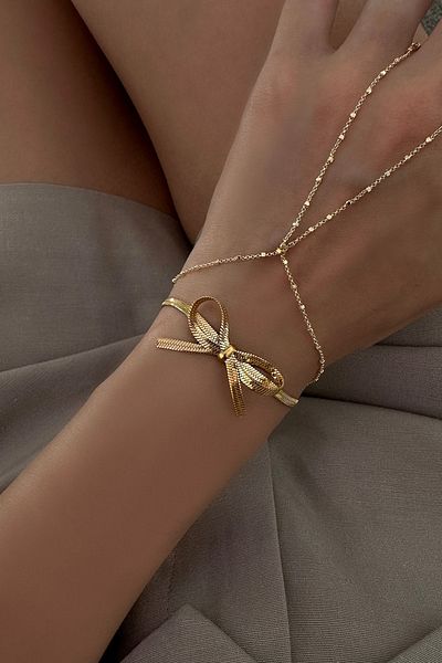 Okko Store Steel Italian Chain Bow Bracelet