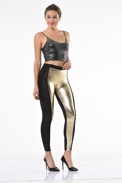 DynamicLeggings Colanți cu garnitură de culoare aurie cu piele submersibilă