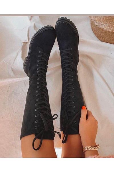 SunY Παπούτσια Μπότες Long String Up Boots