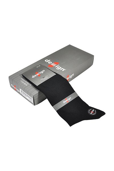 Design Socks Ανδρικές μαύρες απλές χτενισμένες βαμβακερές κάλτσες (6 ΖΕΥΓΑ) σε ειδικό κουτί - κάλτσες με σχέδια