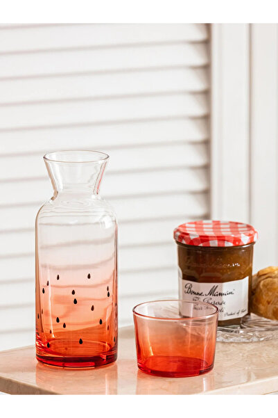 LC Waikiki LCW HOME Baskılı Bardak Kapaklı Cam Karaf Sürahi 700 Ml