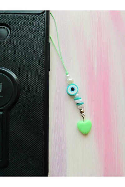 nasclaycollection حلية هاتف فيمو تشارم خضراء صغيرة مع خرز عين الشر