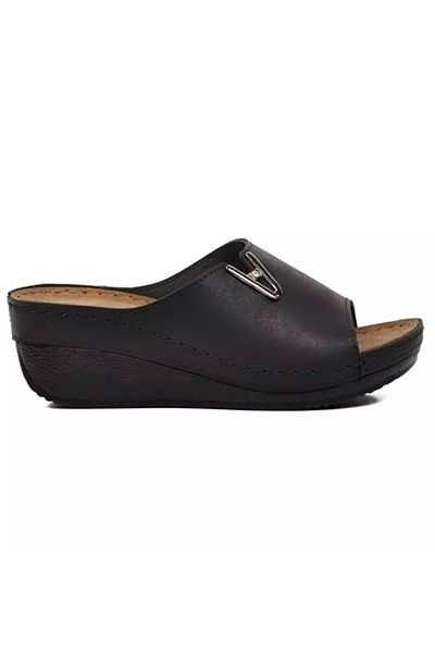 ARYAN 38-973 Black Women's Slippers - Wedge Heel