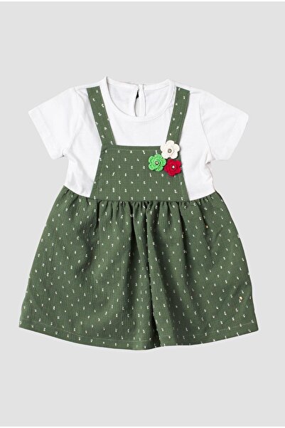 Chicsy Baby Şapkalı Yuvarlak Desenli Kız Bebek Elbisesi