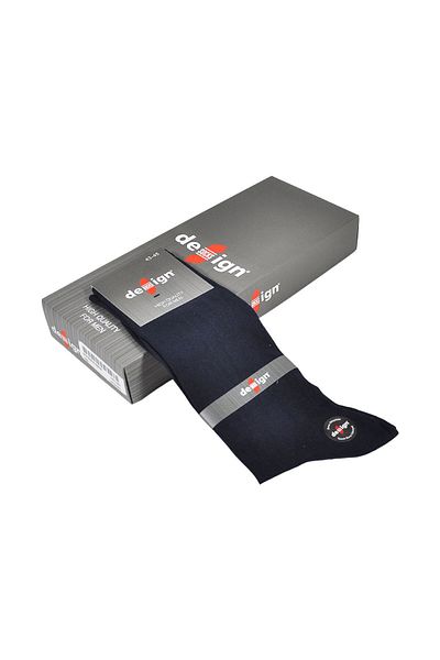 Design Socks Ανδρικές κάλτσες Navy Blue απλές χτενισμένες βαμβακερές (6 ΖΕΥΓΑ) σε ειδικό κουτί - κάλτσες με σχέδια