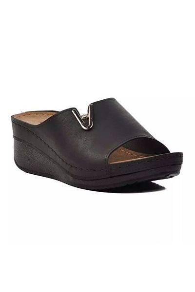 ARYAN 38-973 Black Women's Slippers - Wedge Heel