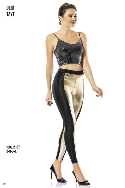 DynamicLeggings Colanți cu garnitură de culoare aurie cu piele submersibilă