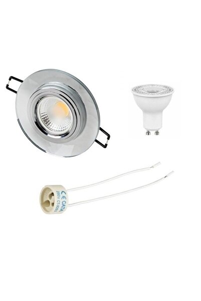 Genel Markalar Yuvarlak Aynalı Cam Spot Ledli (7 Watt Günışığı Ampul Dahil) Sıva Altı Gömme