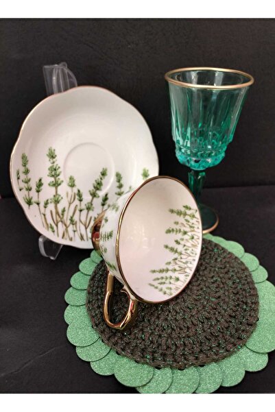 Kosova kahve fincanı seti 1 kişilik örgü altlıklı kahve fincan takımı 4 parça türk kahvesi fincanı