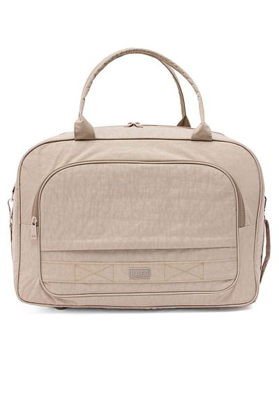 KAFF Beige Crinkle Fabric 00816 Unisex Water Resistant Wide Shoulder Strap Hand Sports Travel Bag with Front Pocket