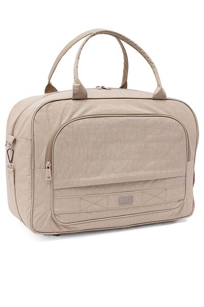 KAFF Beige Crinkle Fabric 00816 Unisex Water Resistant Wide Shoulder Strap Hand Sports Travel Bag with Front Pocket