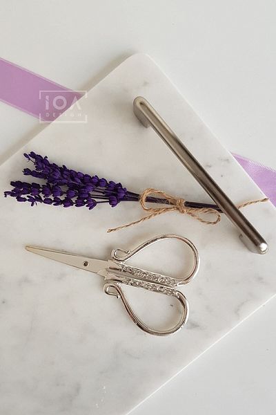 ioadesign Promise / Engagement Scissors Silver Color Purple Lavender Dried Flower Bunch