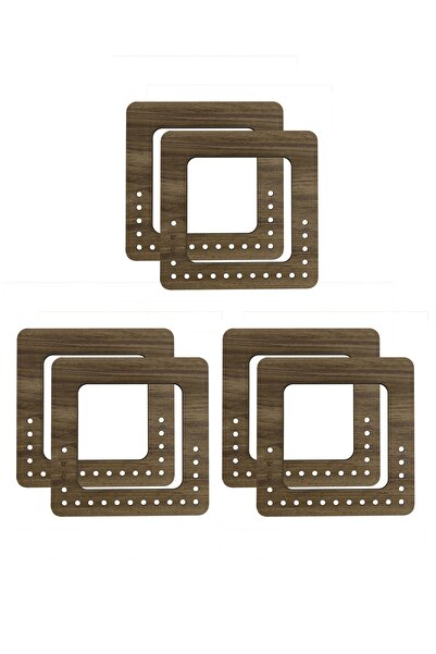 aladepo 15x15 سم 3 مم خشب الزان MDF - حقيبة خشبية، موديل مربع 3 أزواج