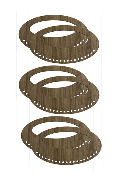 aladepo حقيبة بيضاوية خشبية MDF مقاس 3 مم - مقاس 20 × 11 سم (3 أزواج) بمقبض م...