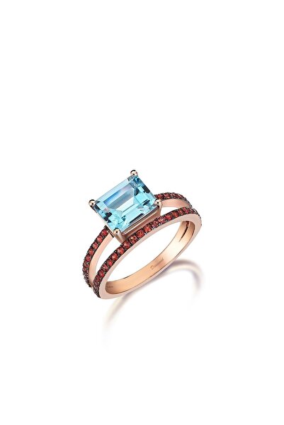 DİAMOND BY Naci Şenocaklı Mavi Topaz Ve Kırmızı Safir Yüzük
